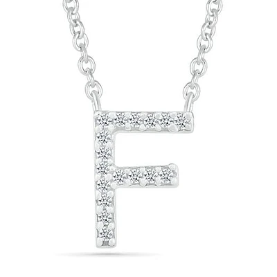 Sterling Silver & Diamond "F" Initial Necklace
