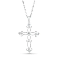 10K White Gold Diamond Cross Pendant