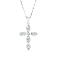 10K White Gold 0.11CTW Diamond Cross Pendant