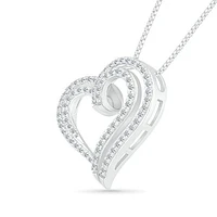 10K White Gold 0.45CTW Diamond Hearts Pendant