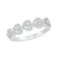 10K White Gold 0.23CTW Diamond Heart Band