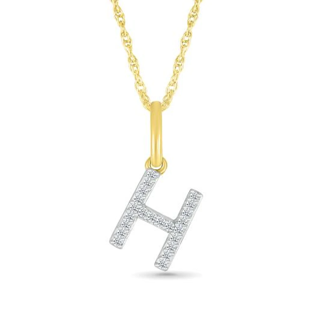 10K Yellow Gold & Diamond "H" Initial Pendant