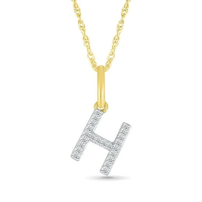 10K Yellow Gold & Diamond "H" Initial Pendant