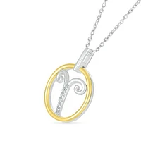 Sterling Silver 10K Yellow Gold Aries Diamond Pendant