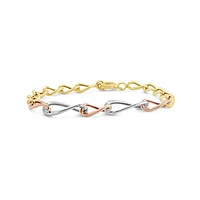 10K Tri-Colour Gold 7.25" Graduated Oval Link Bracelet
