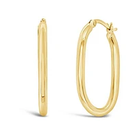 10K Yellow Gold Oval Hoop Earrings