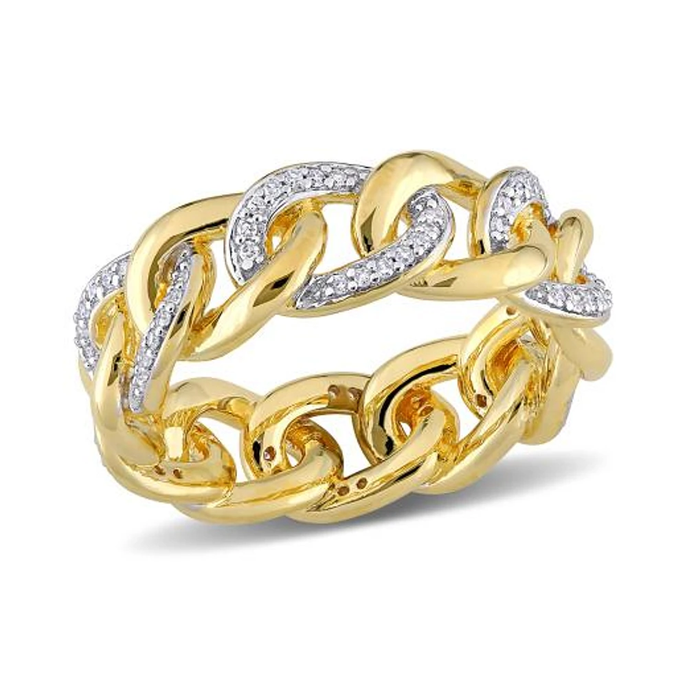 Julianna B Yellow Plated Sterling Silver 0.25CTW Diamond Link Ring