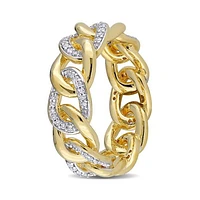 Julianna B Yellow Plated Sterling Silver 0.25CTW Diamond Link Ring