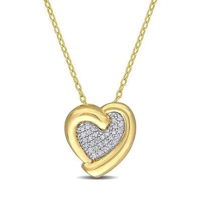 Julianna B Yellow Plated Sterling Silver 0.15CTW Diamond Heart Pendant