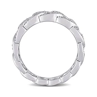 Julianna B Sterling Silver 0.11CTW Diamond Link Ring