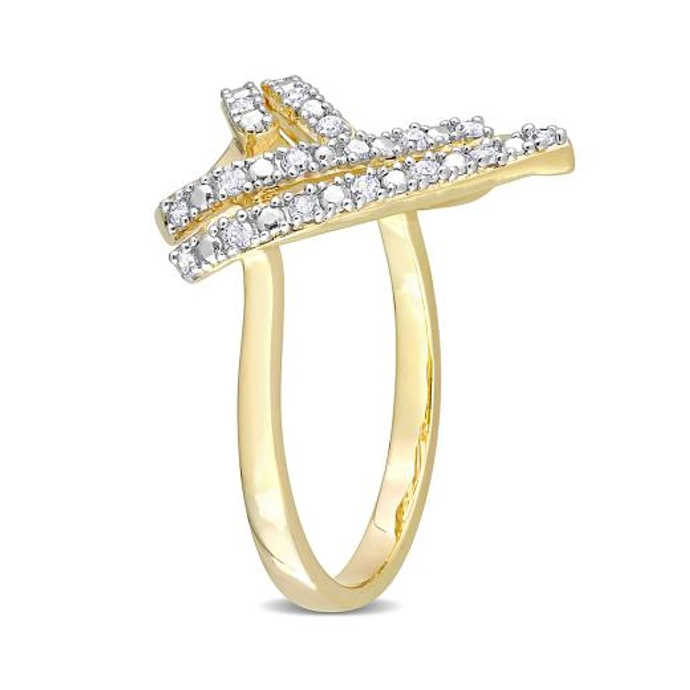 Julianna B Gold Plated Sterling Silver 0.20CTW Diamond Heart Ring