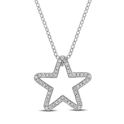 Julianna B Sterling Silver 0.20CTW Diamond Star Pendant