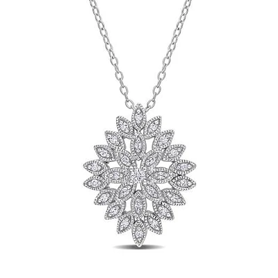 Julianna B Sterling Silver 0.25CTW Diamond Cluster Pendant