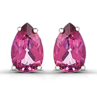 Sterling Silver Pear Shape Topaz Stud Earrings