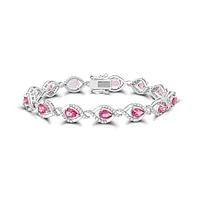 Sterling Silver Pear Shape Pink Topaz and White Topaz Bracelet