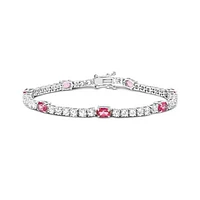 Sterling Silver Pink Topaz and White Topaz Bracelet