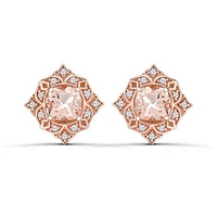 10K Rose Gold Morganite and White Sapphire Stud Earrings