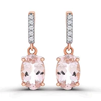 10K Rose Gold Morganite and Diamond Dangle Earrings