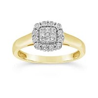 10K Yellow Gold 0.12CTW Diamond Halo Promise Ring