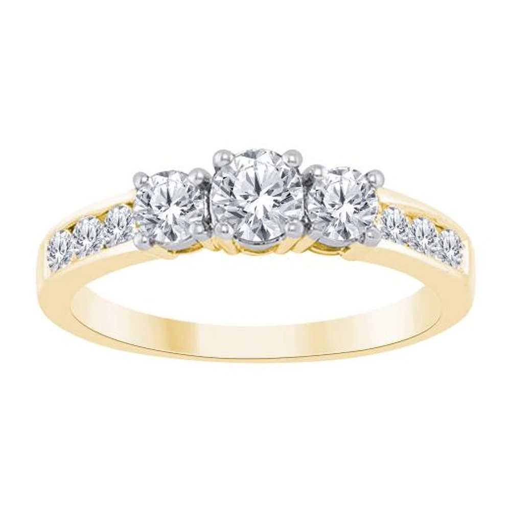 10K Yellow Gold 1.00CTW Three-Stone Ring
