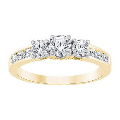 10K Yellow Gold 1.00CTW Three-Stone Ring