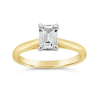 14K Yellow Gold Lab Grown 1.00CT Emerald Shaped Diamond Solitaire Ring