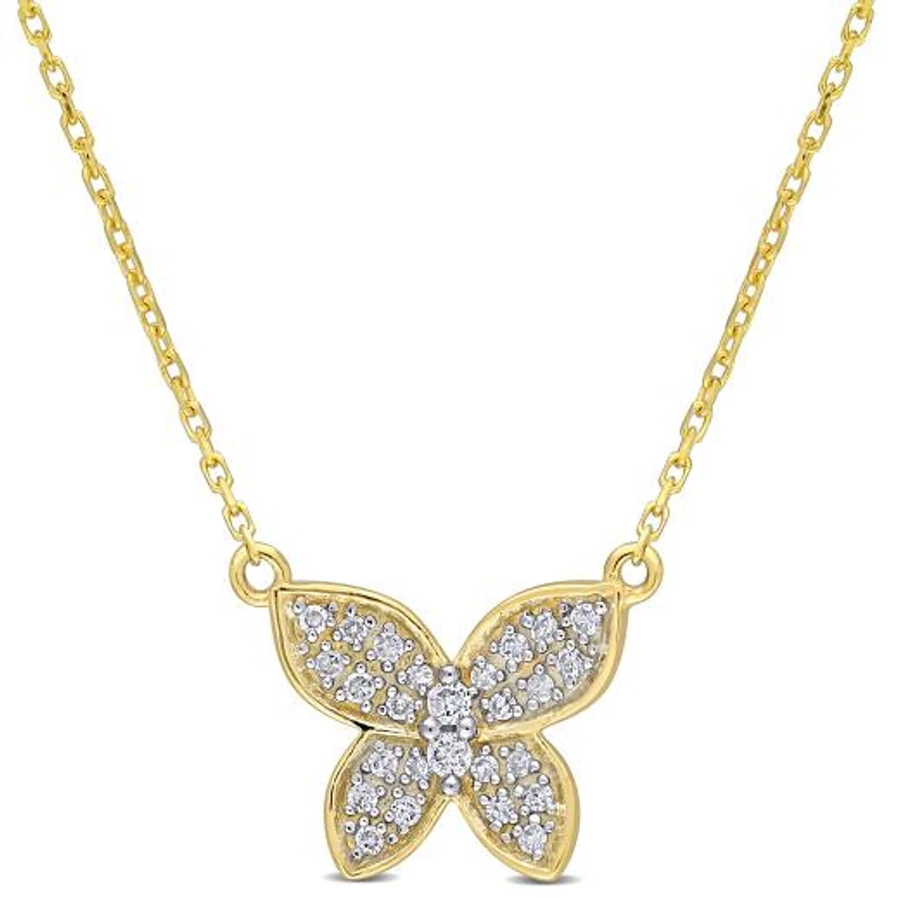 Julianna B 10K Yellow Gold 0.13CTW Diamond Butterfly Pendant