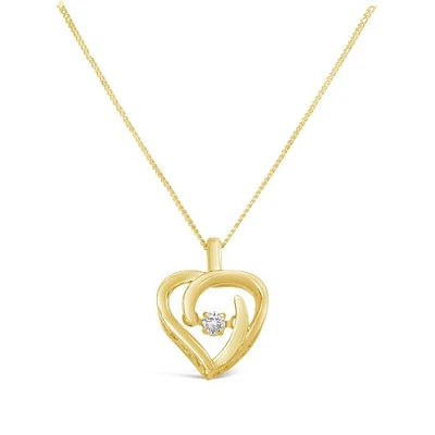Glacier Fire Dancing Diamond 10K Yellow Gold Heart Pendant