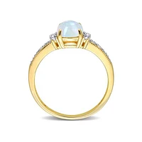 Julianna B 10K Yellow Gold 0.07 CTW Diamond & Blue Ethiopian Opal Ring