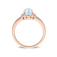 Julianna B 10K Rose Gold 0.07 CTW Diamond & Blue Ethiopian Opal Ring