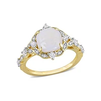 Julianna B 10K Yellow Gold 0.06CTW Diamond, Opal & White Sapphire Ring