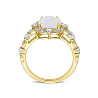 Julianna B 10K Yellow Gold 0.06CTW Diamond, Opal & White Sapphire Ring