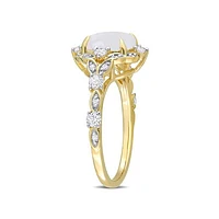Julianna B 10K Yellow Gold 0.06CTW Diamond, Opal & White Sapphire Ring