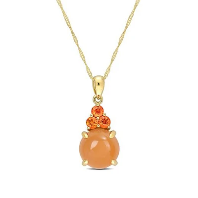 Julianna B 14K Yellow Gold Orange Moonstone & Orange Sapphire Necklace
