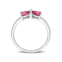 Julianna B 10K White Gold 0.015 CTW Diamond & Pink Topaz Ring