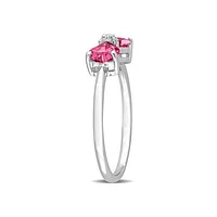 Julianna B 10K White Gold 0.015 CTW Diamond & Pink Topaz Ring