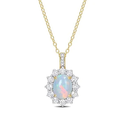 Julianna B Sterling Silver Diamond, Blue Ethiopian Opal & White Topaz Necklace