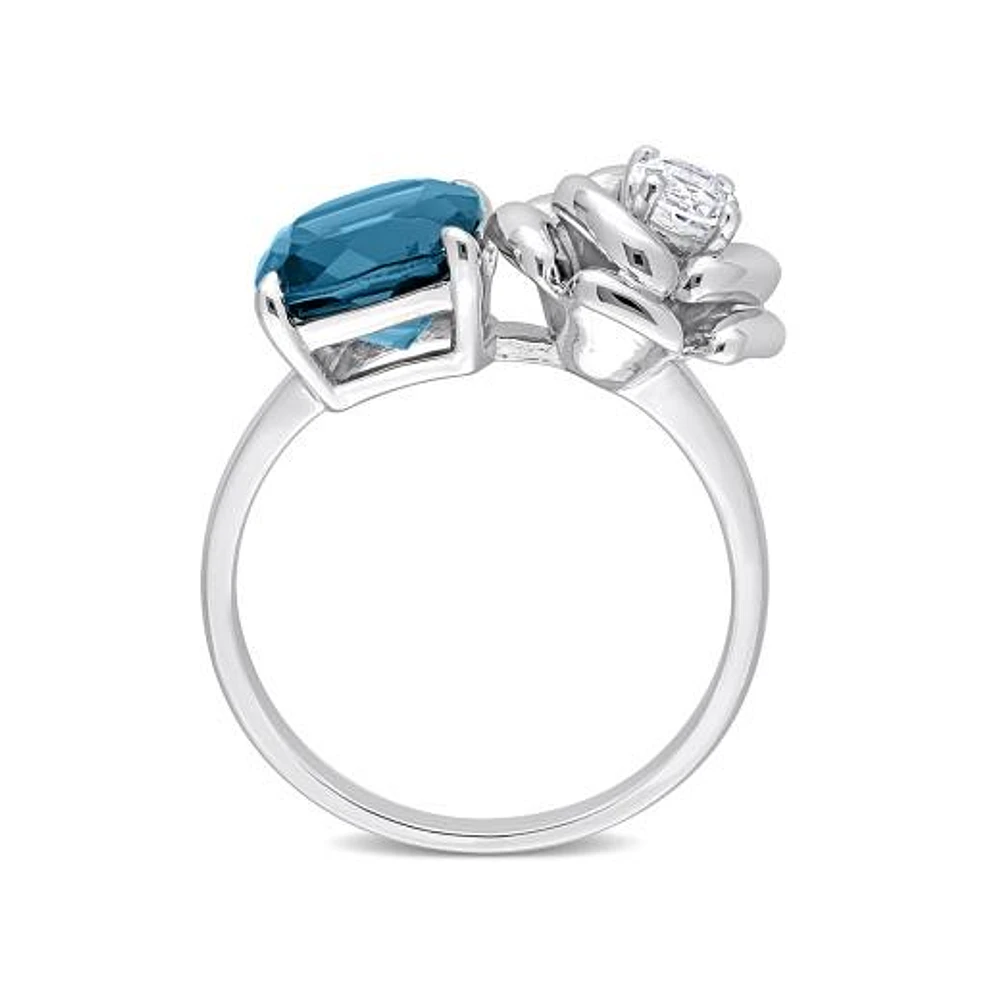 Julianna B Sterling Silver White Topaz & Blue Ring