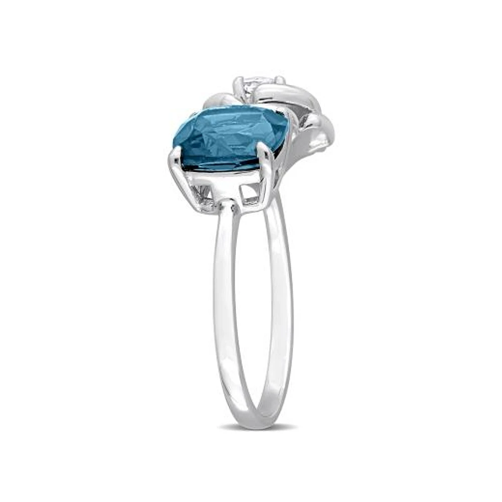Julianna B Sterling Silver White Topaz & Blue Ring