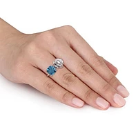 Julianna B Sterling Silver White Topaz & Blue Ring