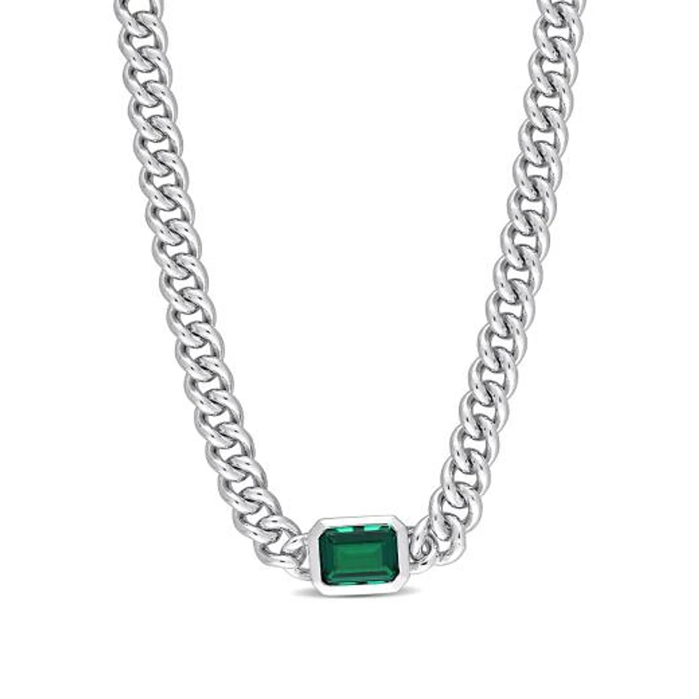 Julianna B Sterling Silver Lab Grown Emerald Necklace