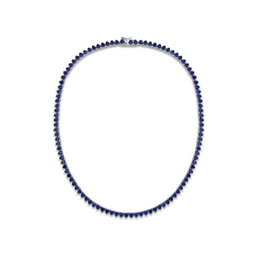 Julianna B Sterling Silver Lab Grown Blue Sapphire Necklace