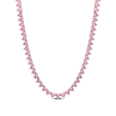 Julianna B Rose Plated Sterling Silver Lab Grown Pink Sapphire Necklace