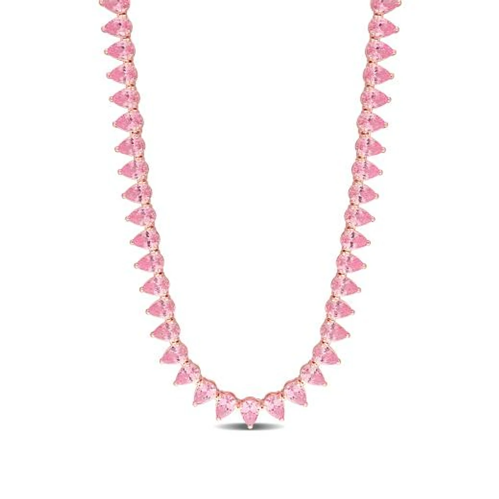 Julianna B Created Pink Sapphire Rose Plated Sterling Silver 18" Tennis Necklace