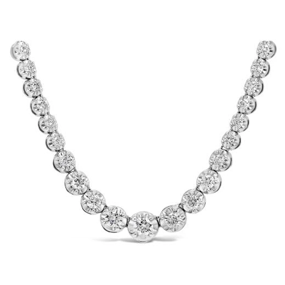 10K White Gold 3.00CTW Diamond Tennis Necklace