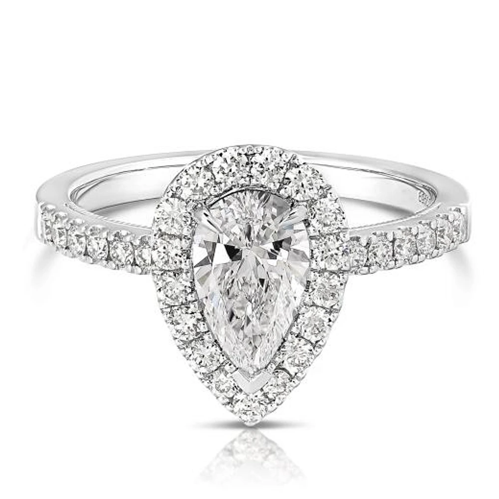 New Brilliance Lab Grown 2.10CTW Pear Cut Diamond Ring in 14K White Gold