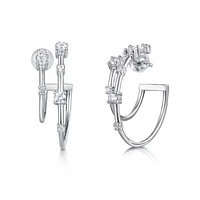 Sterling Silver Cubic Zirconia Hoop Earrings