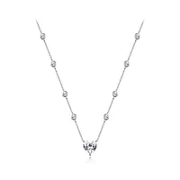 Sterling Silver 19" Cubic Zirconia Heart Adjustable Necklace