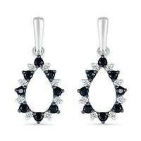 Sterling Silver 0.29CTW Black & White Diamond Dangle Earrings