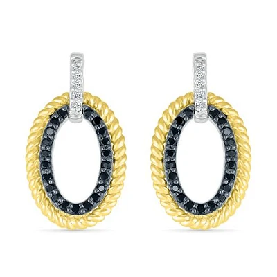 Sterling Silver 0.23CTW Black Diamond Dangle Earrings